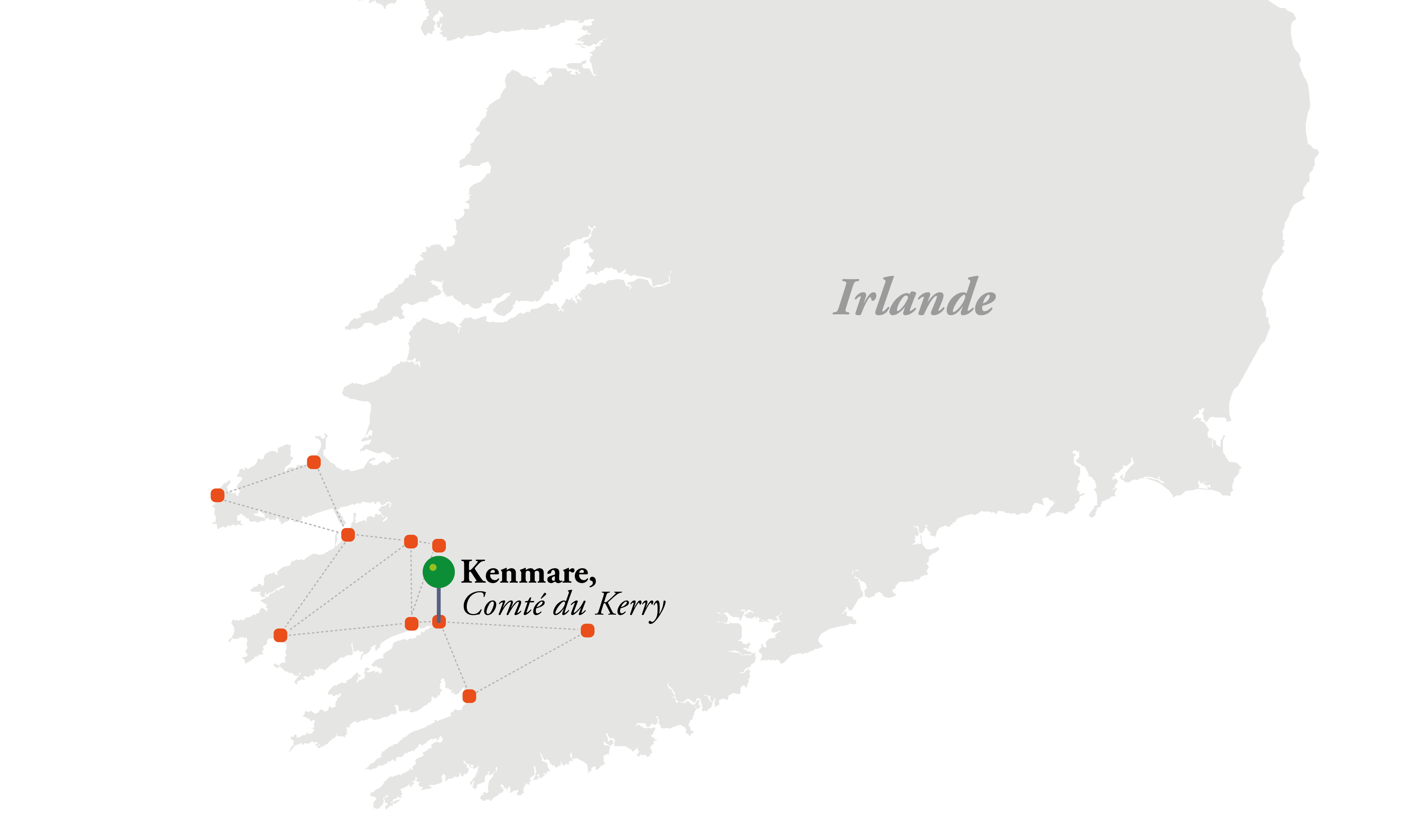 Carte des parcours proposés lors du séjour Irlande Golf pro